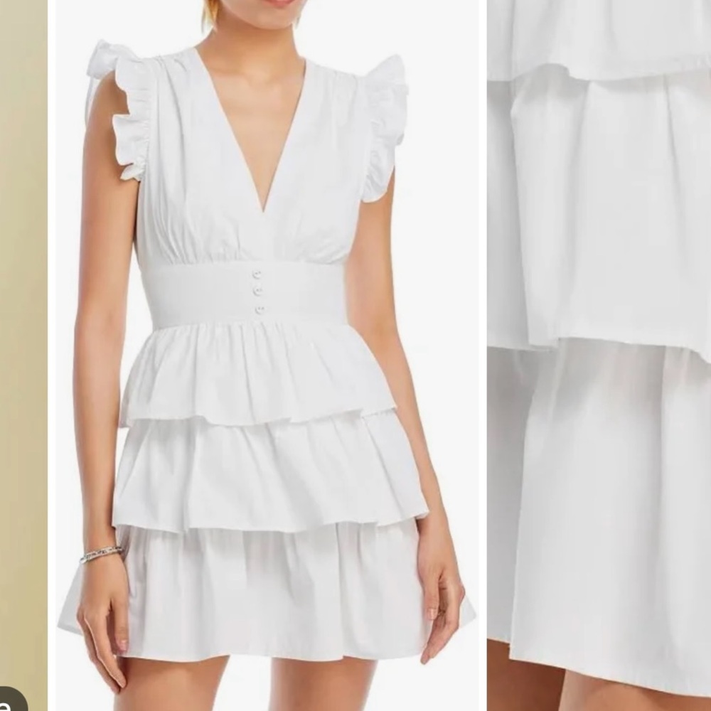 Aqua White Ruffled Tie Front Mini Dress